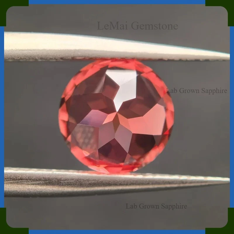 Laborgezüchteter Padparadscha-Edelstein, Rundschliff, Feuerlotus-Farbiger Saphir – Detail 6