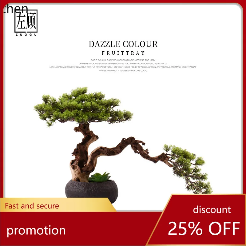 

YFY New Chinese Style Artificial Zen Welcome Pine Clubhouse Sales Office Tea Room Tea House Style Dead Tree Bonsai Ornaments
