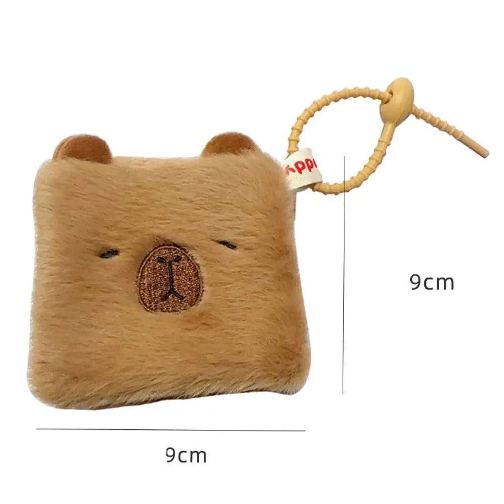 Bolsa de moedas de pelúcia quadrada capivara coleção fofa saco de armazenamento de boneca de pelúcia multifuncional portátil carteira de pelúcia capivara