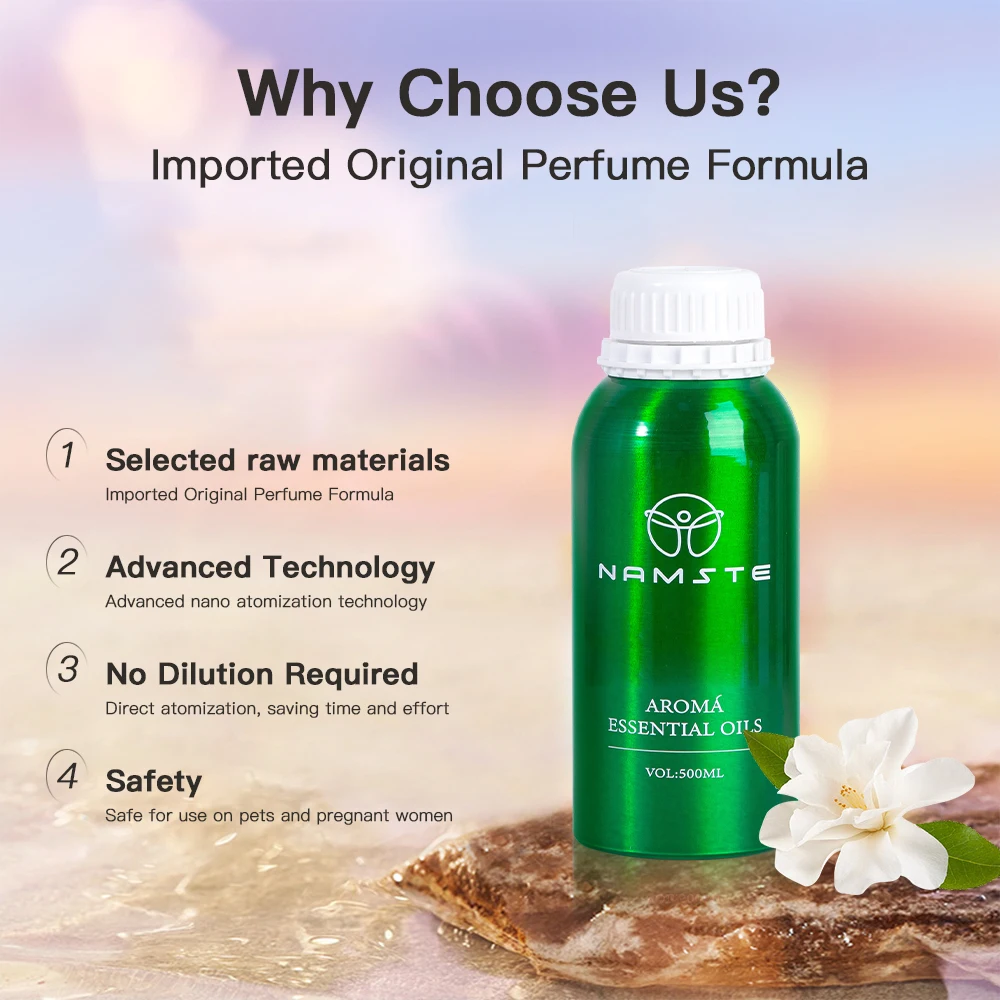 NAMSTE 500ml aceites esenciales aromáticos naturales puros para difusor humidificador aromaterapia jazmín lavanda Aroma aceite Perfume Spray