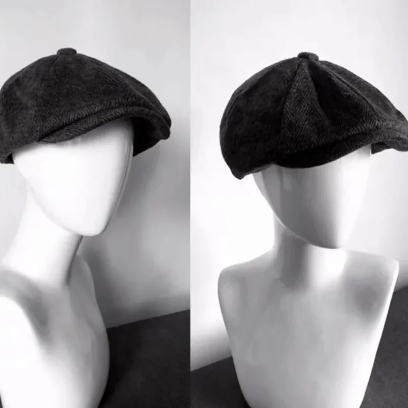 

Мужская ретро большая шляпа газетчика 62 см, шерстяной толстый берет в стиле ретро, зимняя шляпа водителя, мужская диагональная повседневная плоская восьмиугольная шляпа