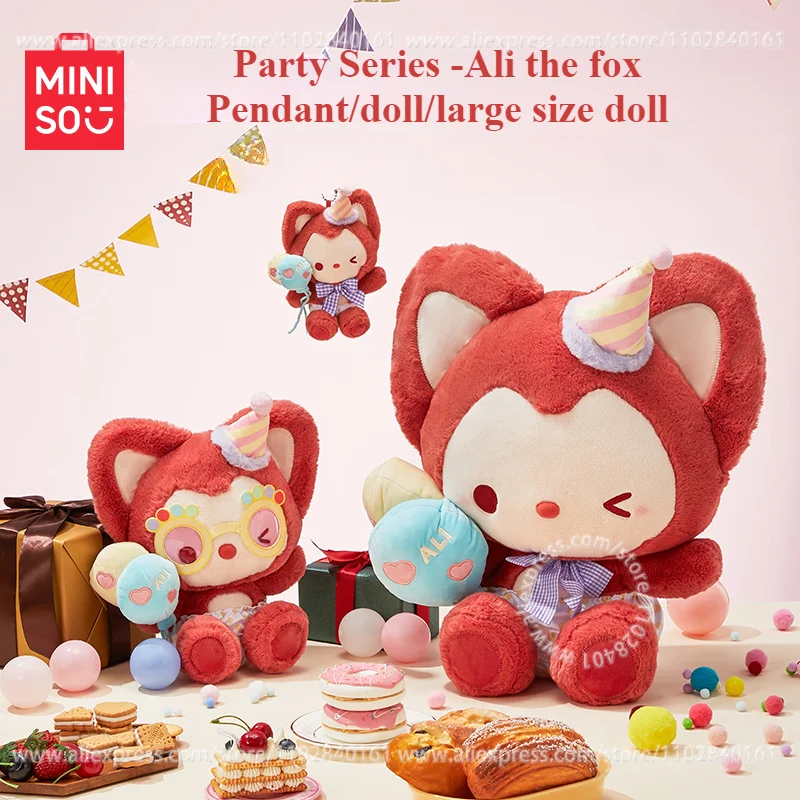 

MINISO Ali The Fox вечерние Series, красная большая кукла, декоративная подвесная подушка, Аниме подарок на день рождения, детская игрушка