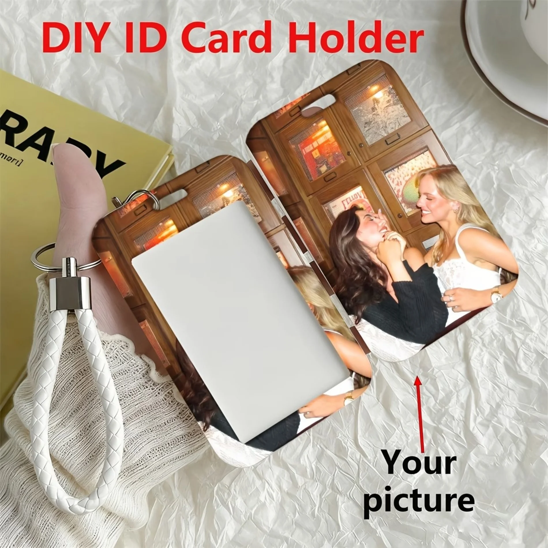 For Student Staff Personalized Slide‑Open Card Case DIY Customised ID Card Holder With Lanyard Custom Photo Logo Protector Cover