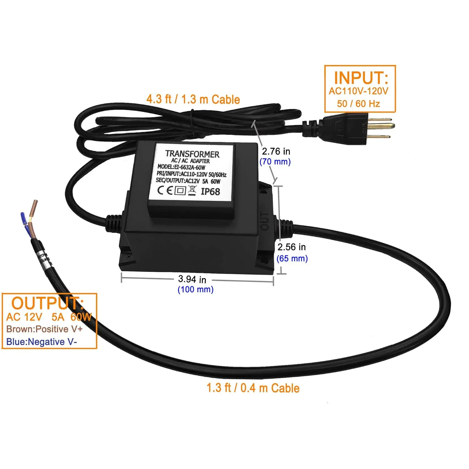 Alternating current 12V 24VAC Transformer 30W60W,185V-265V to 12VAC LED Power Supply,Voltage Converter LED Driver,for Landscape