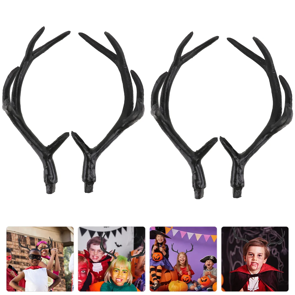 2 Pairs Artificial Antlers Deer Horn DIY Headpiece Accessory Reindeer Halloween Toys Puppy Decor Headband Accessories