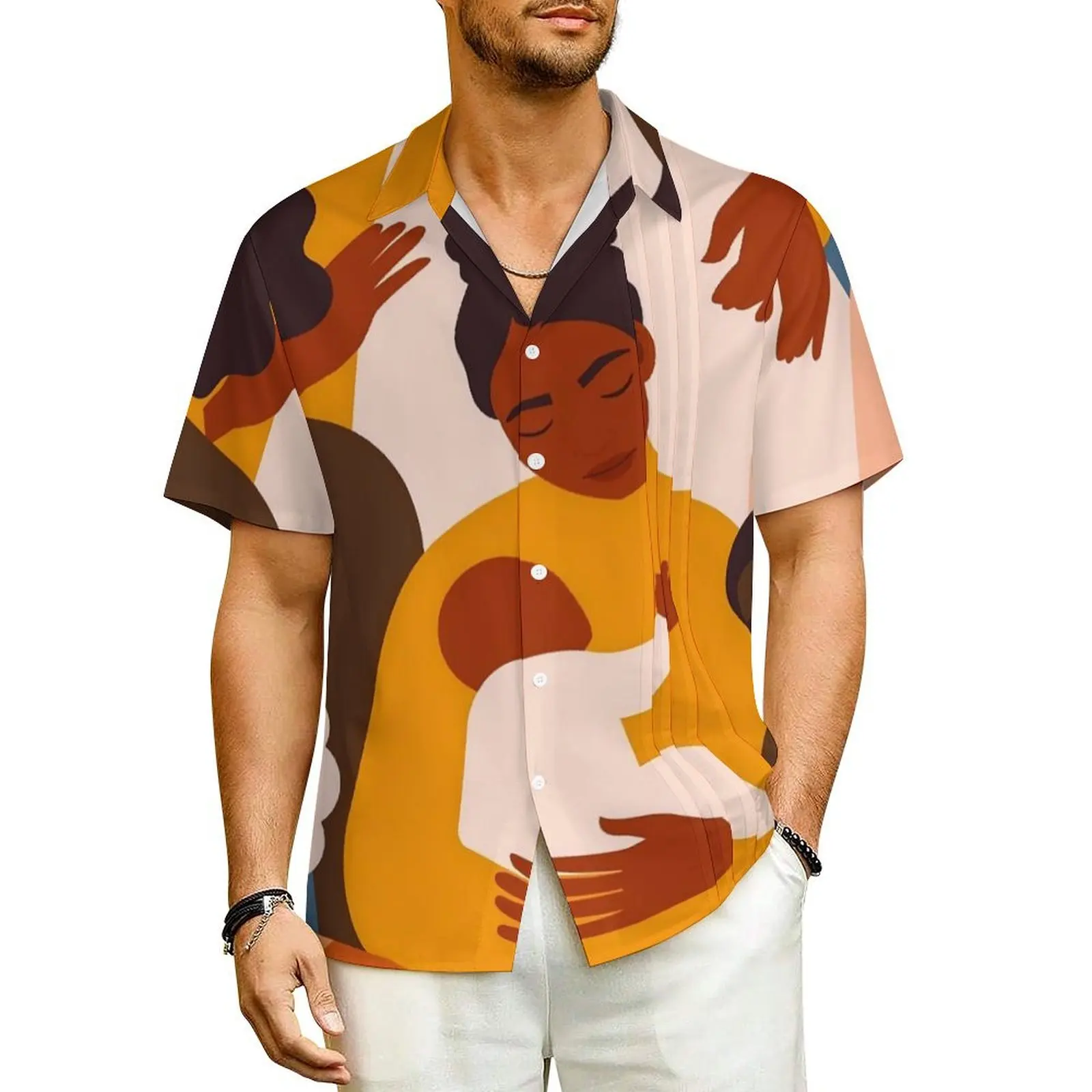 

Hawaiian Shirt Beach Character Blouses Mothers and Daughters Novelty Casual Shirts Male Short-Sleeved Comfortable Oversized Top