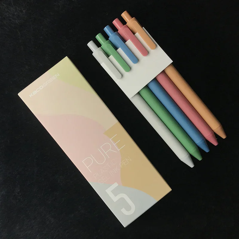 5pcs/box Kaco Retractable Gel Pens Morandi/Rural Color Pens Extra Fine 0.5mm Kawaii Pen for  Planner Making Notes
