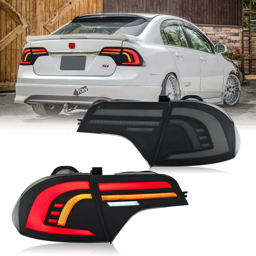 

LED Tail Lights Assembly For Honda Civic Sedan 2006-2011 Sequential Animation Rear Lamps