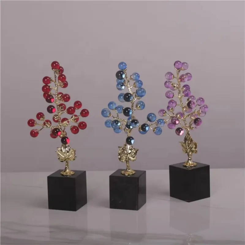 

European Style Nordic Decor Items Crystal Grape Ornament Piece Living Room Home Decoration