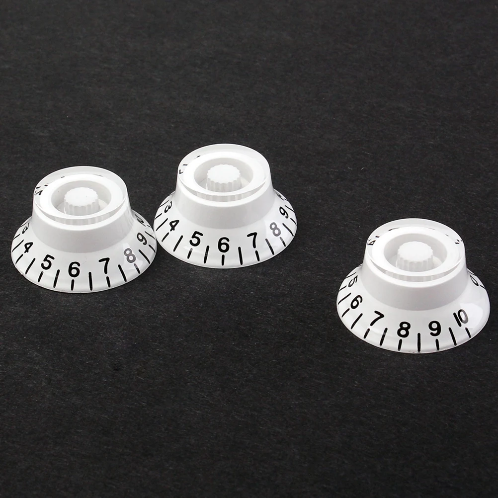 

3 PCS/ Set Acrylic Hat Guitar Volume Tone Control Knobs Rotary Knobs for ST Electric Guitar Parts Replacement (White)