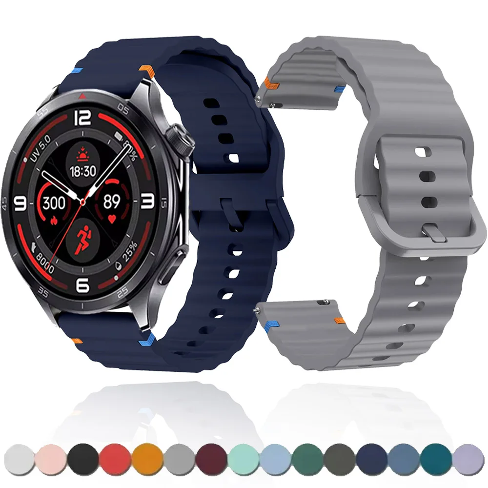 22mm 20mm 18mm Silicone Band for Oneplus Watch 3 43mm 46mm/Lite/2/2R Fashion Wristband for OPPO Watch S/X3/X2 Strap Accessories