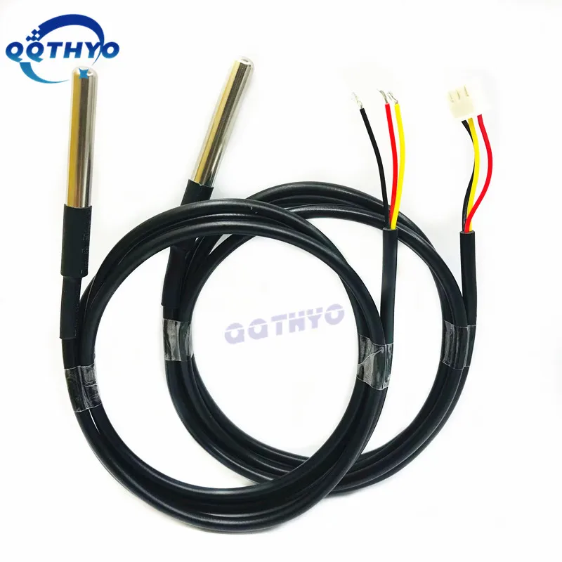 DS18B20 probe temperature sensor 1 Meter/3meters/5m Waterproof 18B20 Stainless steel package  2.54mm Terminal connection Cable