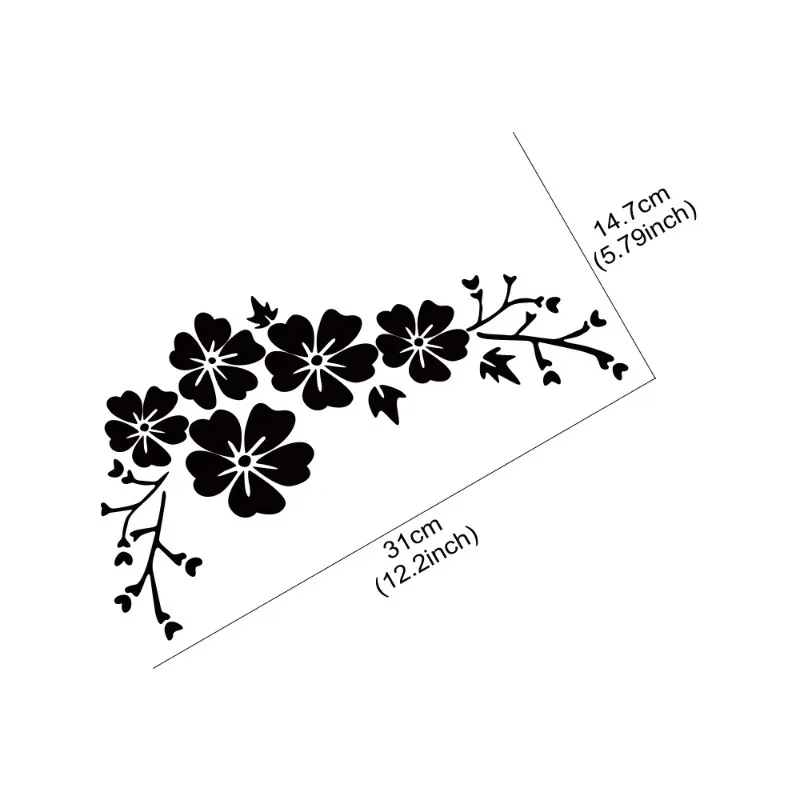 2pcs Car Decals Floral Cluster Design Waterproof Exterior Decorative Decals for Car Body Doors and Windows