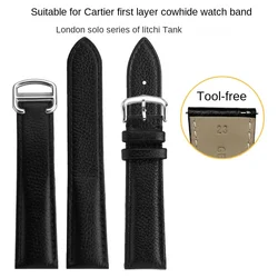 Litchi grain leather strap Bracelet 16mm 17mm 19mm 20mm 22mm 23mm for Cartier Tank London solo key Calibo wach belt watch band