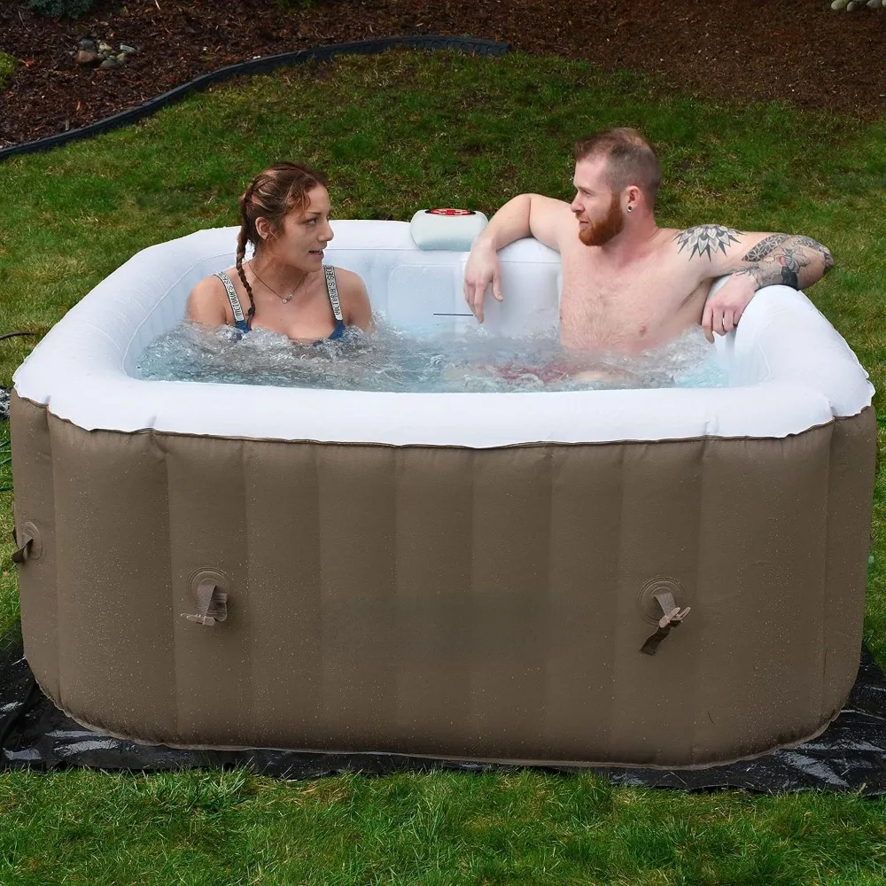 

Inflatable Hot Tub Spa, Personal High Powered Jetted Bubble, with Fitted Cover and 3 Filters, 4 PersonHot Water Bathtub