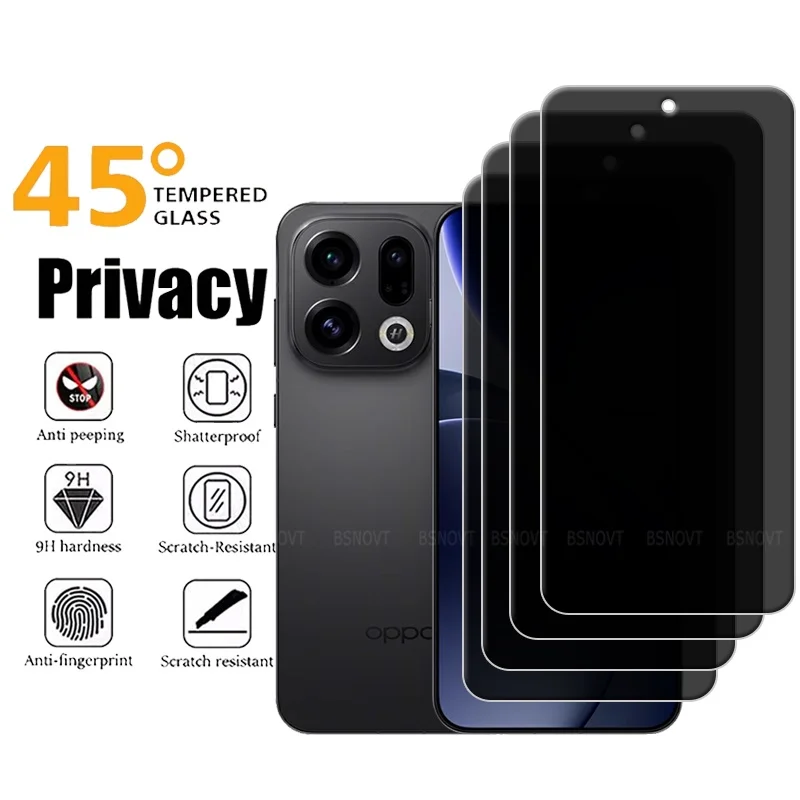 

4/3/2/1Pcs For OPPO Find X9 Glass OPPO Find X9 Pro Tempered Glass Protective 9H Privacy Anti-Spy Glue Screen Protector Find X9