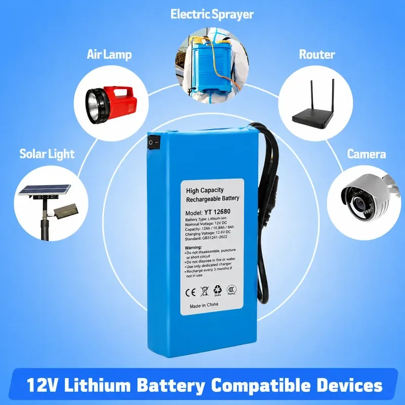 12V Polymer Large Capacity Lithium Battery Fan Billboard Light Box LED Light Strip Monitoring Outdoor Rechargeable Battery