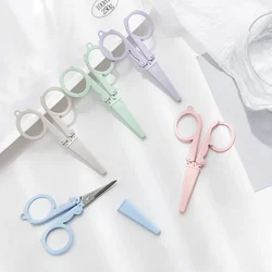 Morandi Cor Folding Scissors, Mini Cortador De Papel Kawaii, Corrente Chave Portátil, Papelaria Coreana, Ferramentas Artesanais DIY, Material de Escritório