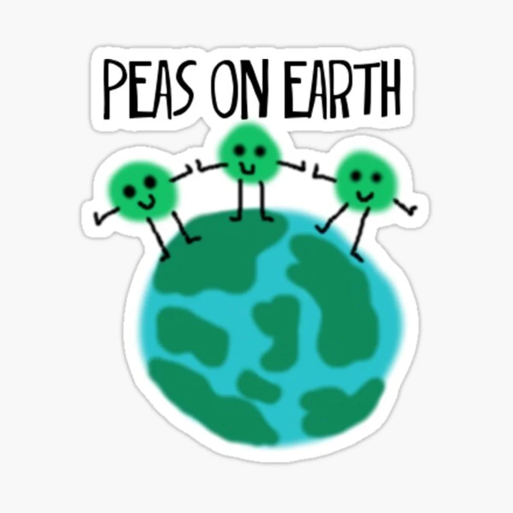 

Peas on Earth Sticker for Laptop Decor Bedroom Car Cute Cartoon Art Fashionable Public Suitcase