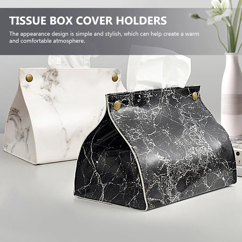 

Marble Paper Box Living Room Tissue Boxes Cover Rectangle Desktop Decor Decorative Dispenser Organizer Compact Holder Office