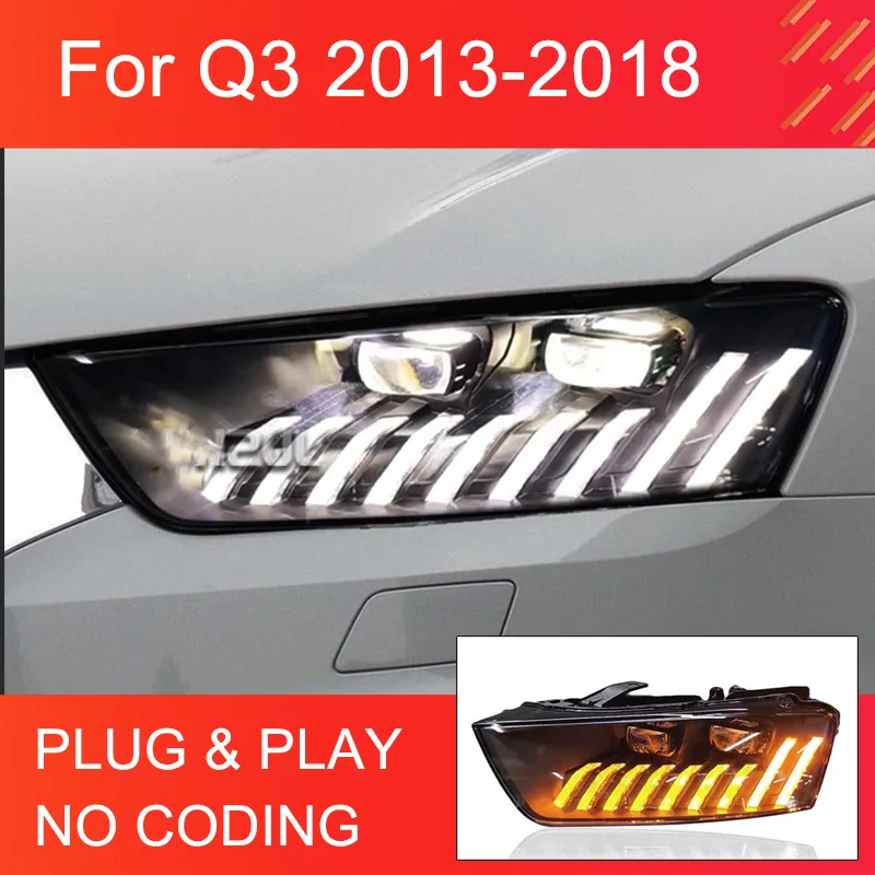 

1 Pair LED Head Light Assemly for Audi Q3 2013-2018 Plug and Play Headlights Plug and Play LED DRL Dynamic Turn Headlights