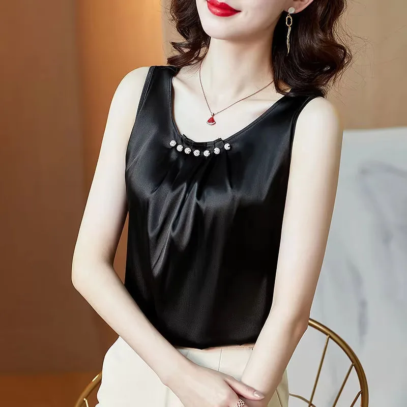 Ice Silk Women Summer Tanks Camis Vest Fashion Casual Sleeveless Ladies Street Tanks Tops Tees Hotsweet