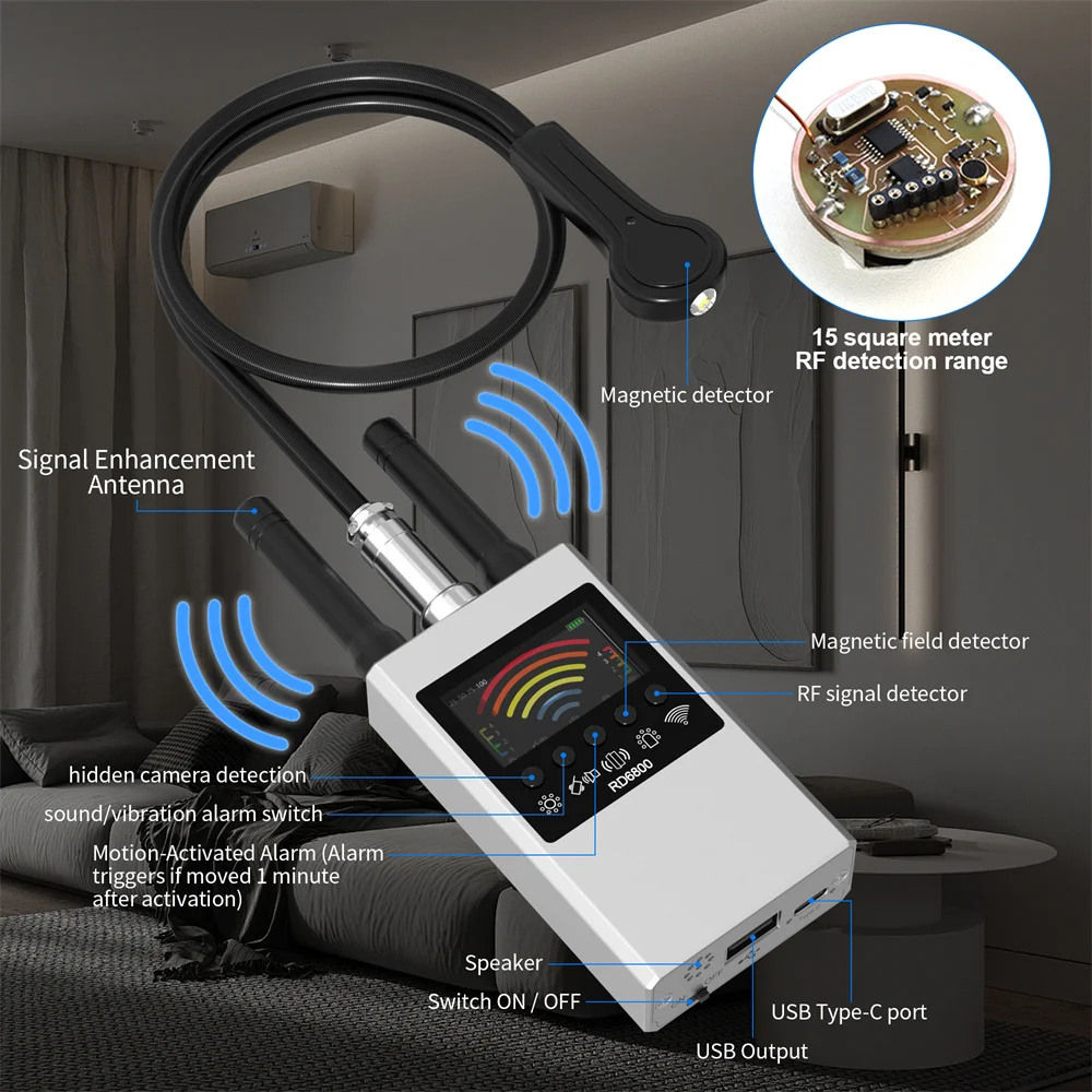 Detector de cámara antiespía profesional DR6800, escáner de insectos, protección de seguridad, cámara de señal RF, dispositivos ocultos, localizador de rastreador GPS para coche