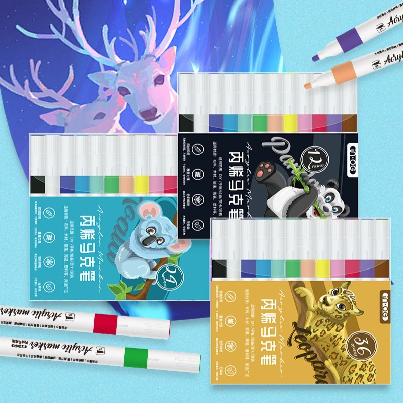 

12/24/36/48/60color Acrylic Marker Set Quick-drying Waterproof Coverage Strongly for Stone Wood Canvas Ceramic Painting Graffiti