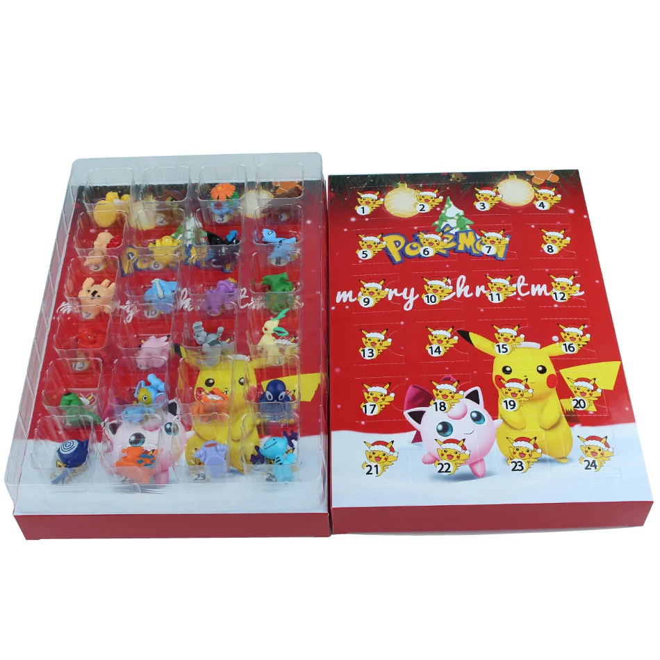 24 Pz/set Pokemon Figura Di Natale Calendario Advento Cieco Scatola Regalo Kawaii Pikachu Anime Figural Azione PVC Modello Per Bambini Giocattoli