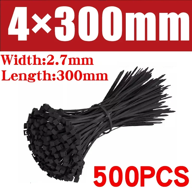 500/1000pcs selbstsicher nde Kunststoff-Nylon binder schwarze Reiß verschluss bänder Riemen Nylon-Kabelbinder-Set Befestigungs ring Schlaufe Draht wickel