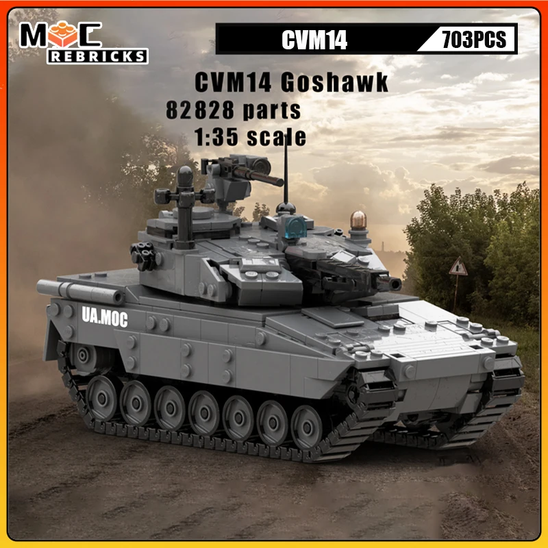 Military Defense Armored Vehicle CVM14 Goshawk Technology Support Tank MOC Building Blocks Sets DIY Bricks Toys Puzzle Xmas Gift