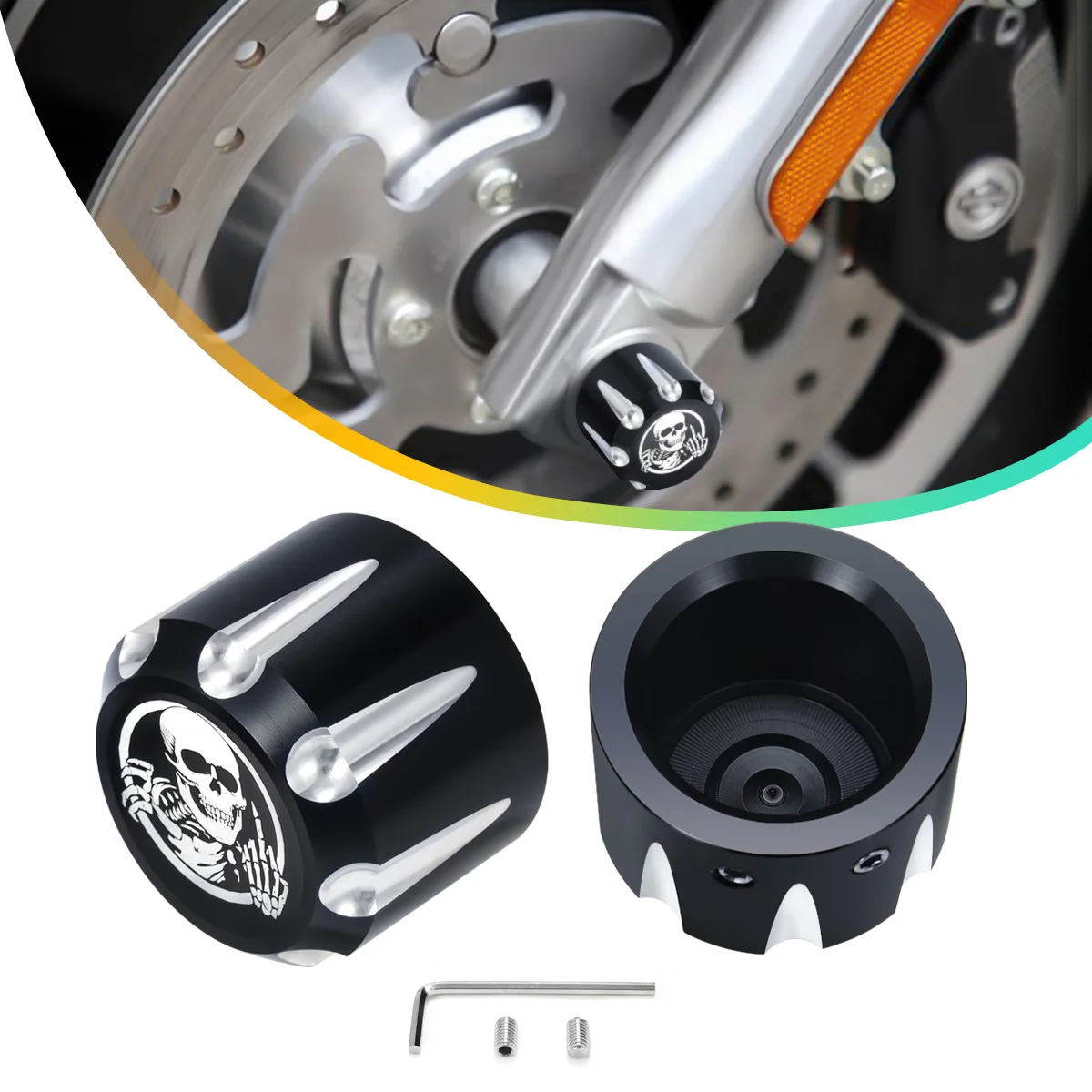 Motorcycle Front Axle Nut Cover for Harley Davidson Dyna 2008-later Electra Glide Road King, Road Glide, Sportster, Softail VRSC