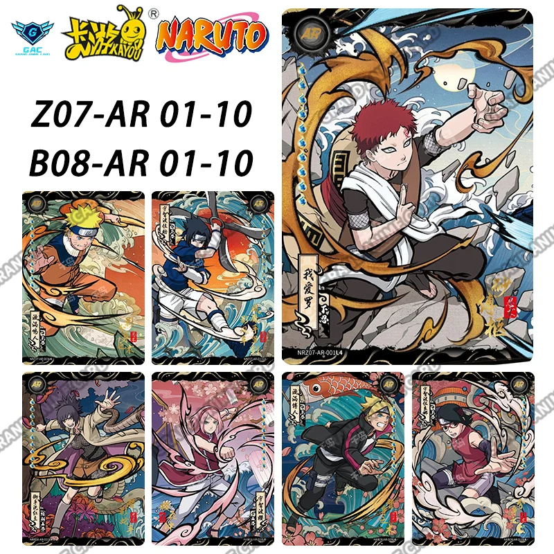 Kayou Genuino Anime Nuova Carta Naruto T2W8 T4W7 AR Serie Completa No.01-10 Gaara Uzumaki Sasuke Temari Rara Collezione di Carta Giocattolo Regalo