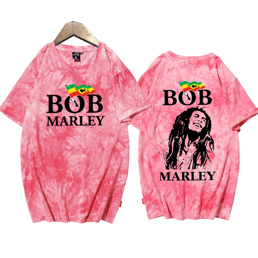 Bob Marley Tie Dye Shirts One Love Music Bob Marley Fan Gift Round Neck Short Sleeve Tee Unisex