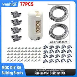 77pcs MOC Pneumatic Parts Technical Hose Air Pump Tank Push Rod Putter Switch Piston With legoeds 42043 9641 47225 61904