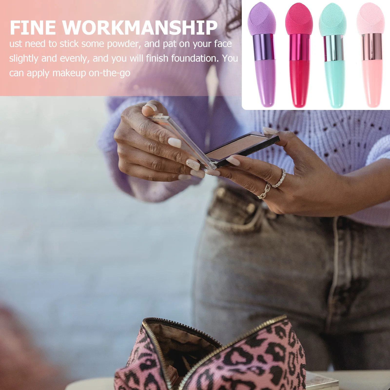 

Handle Mushroom Head Makeup Sponge Premium Silicone Foundation Liquid Cream Corrector Puff for Women Easy Clean Makeup