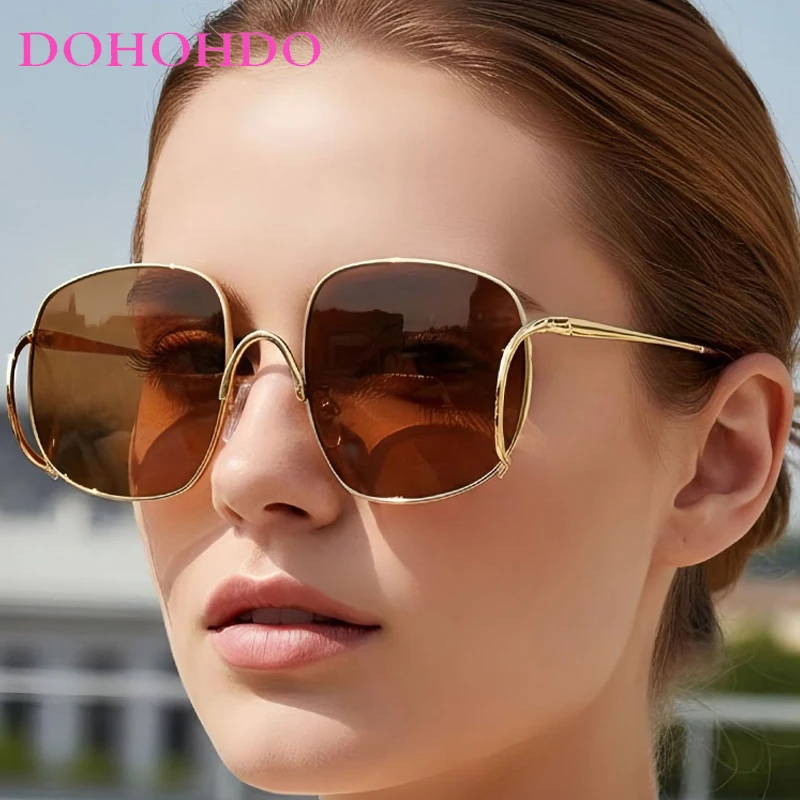 

2026 Trend Oversized Square Metal Women Sunglasses Luxury Punk Hip-hop Men Eyewear Outdoor Travel Driving Sunglass Ladies UV400