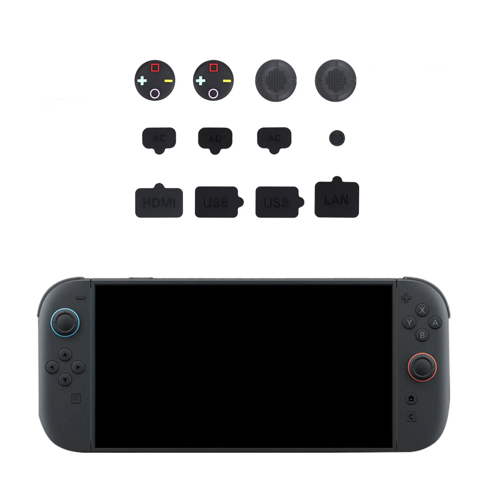 

12 PCS/Set Dust Protector Silicone Port Plugs Anti-Scratch Dust Cover+Rocker Caps for Switch 2 Game Console Accessories