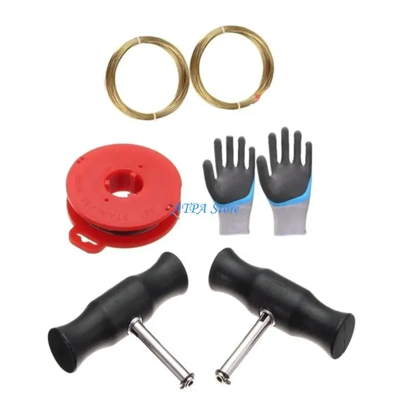 

U13C Car Window Glass Cutting Wire Windshield Disassemble Tool Windshield Cut Out Wire Windscreen Remover Tool with Handle