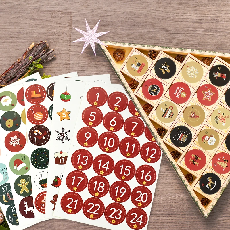 1/3/5Sheet Christmas Advent Calendar Stickers Xmas Countdown Gift Packaging Label Sticker Merry Christmas Party Decor New Year - Image 2