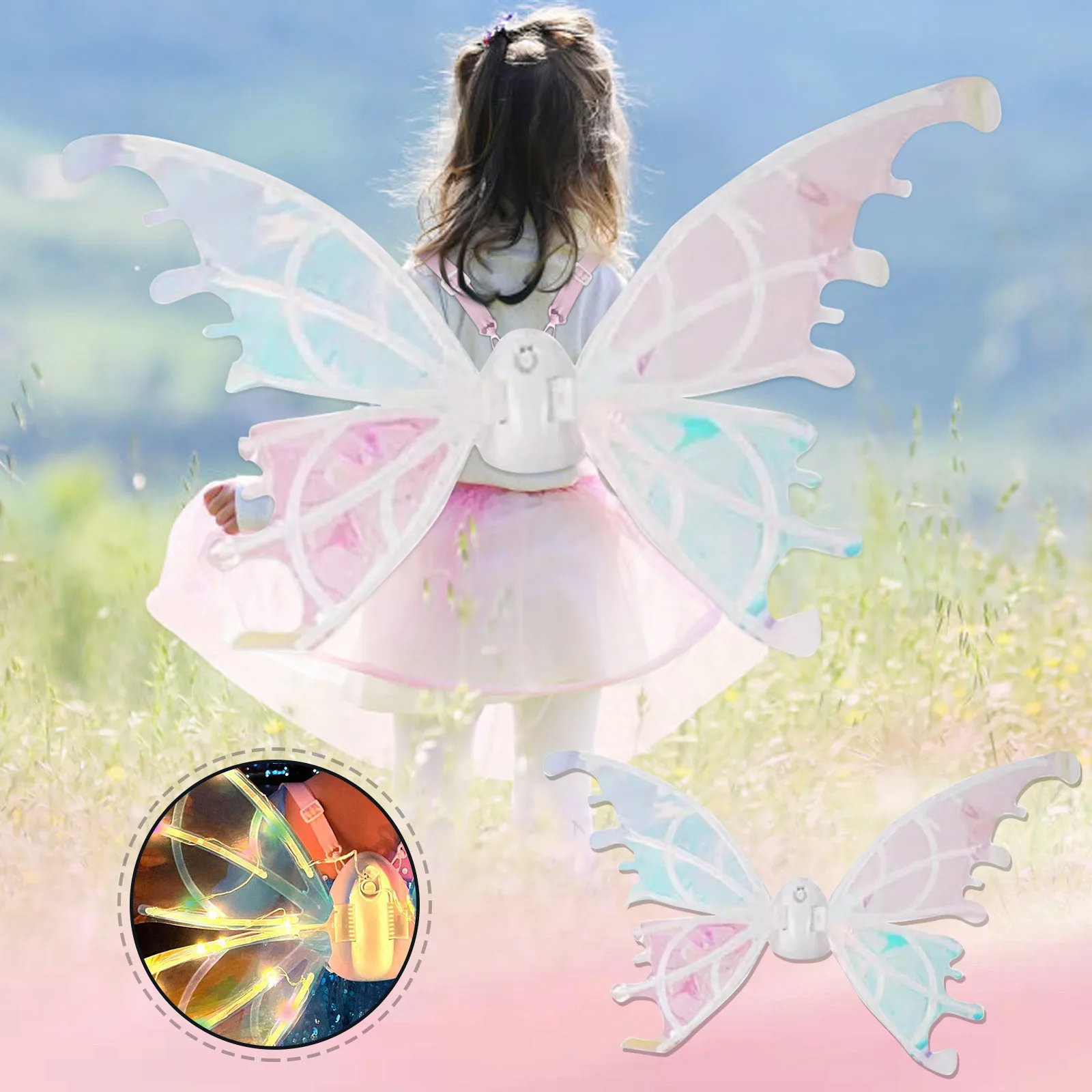 Halloween Children Electric Butterfly Wings Elf Wings Costume Magic Led Bats Wing Cosplay Dress Up Birthday Christmas Party Cost