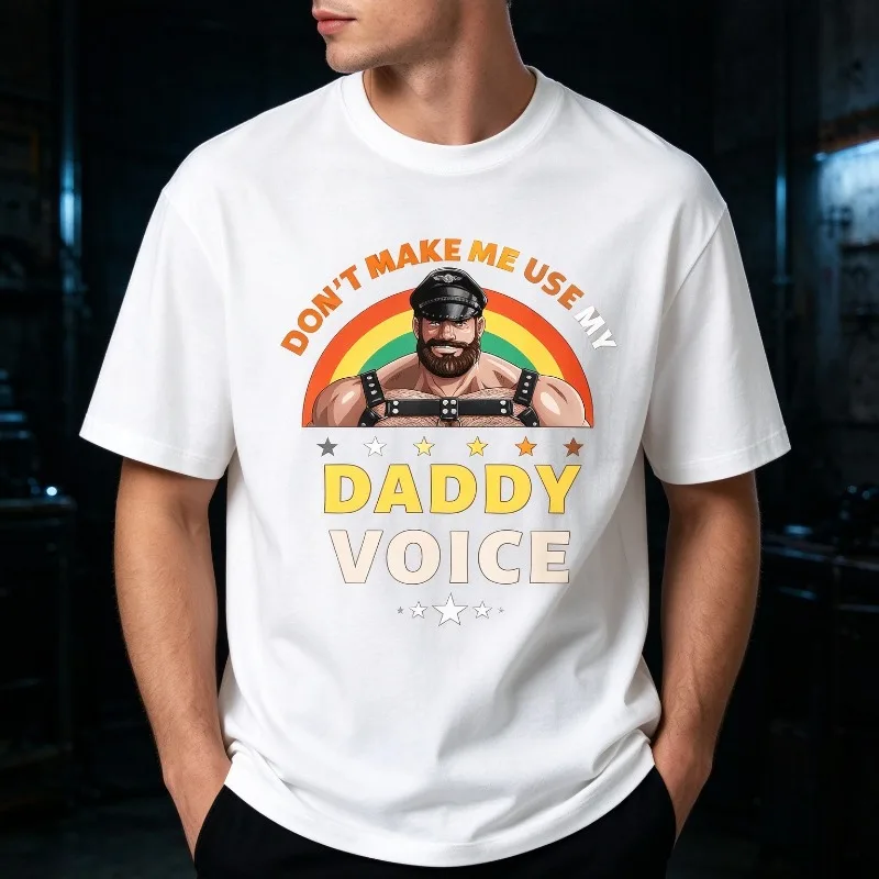 Men's Don't Make Me Use My Daddy Voice T Shirt Modal Short Sleeve Novelty Meme Streetwear Vintage Hip Hop Casual Graphic Tee