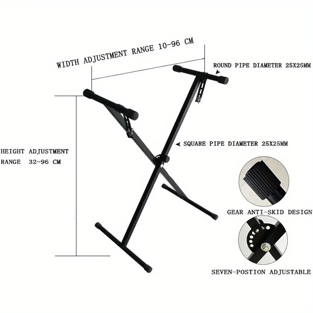 Piano Keyboard Stand with Locking Straps X-Stand Music Keyboard Standard Portable Stand 7 Adjustable Height Positions for Electr