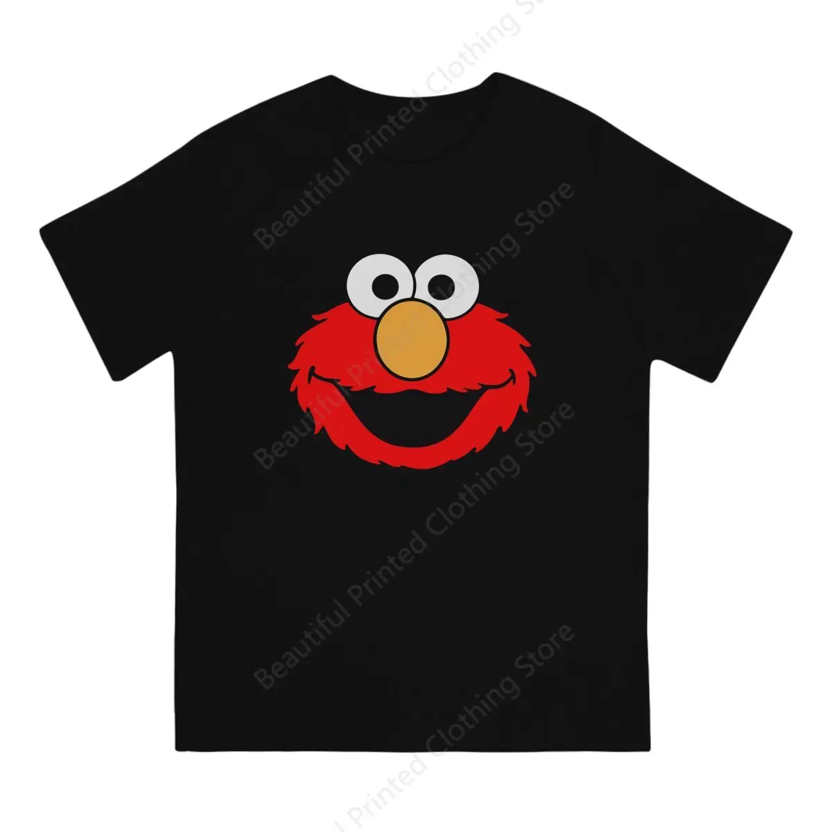 Sesame Streets Men Women Breathable T-shirt Elmo Face Printed Short Sleeved T-shirts Fashion Loose Tops Street Short Sleeve