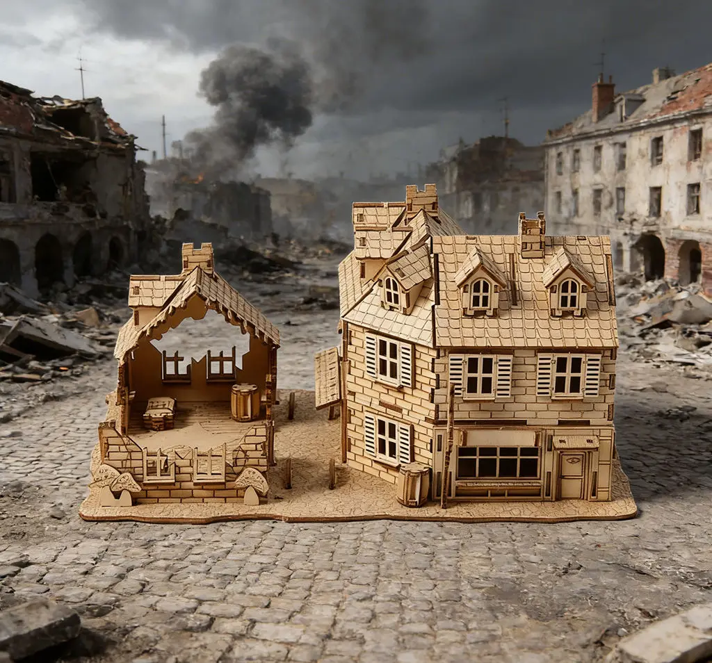

New Arrival 3D Wooden 1942 War House Puzzle - Military Building Toy, Educational Kids Model & Creative Desktop Decor Gift