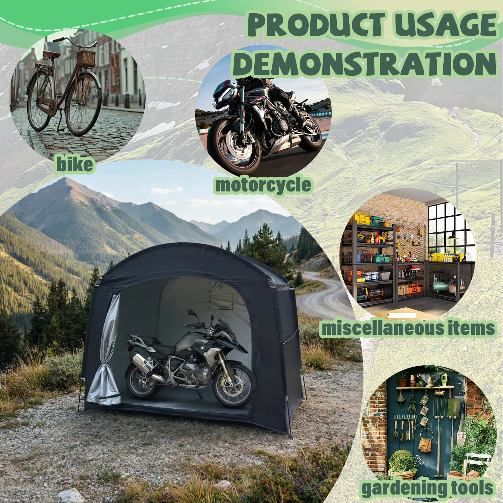 1-2 Bikes Quick Setup Bike Storage Tent, Bicycle Shelter, Easy Assembly Foldable Outdoor Shed