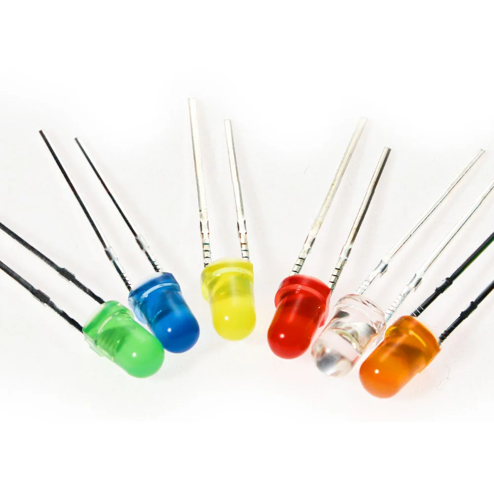 60pcs/lot Led Diodes Kit 3mm 6 Values *10PCS LEDs set,White Red Yellow Blue Green Orange F3 LED Lights Diodes Electronic Kit