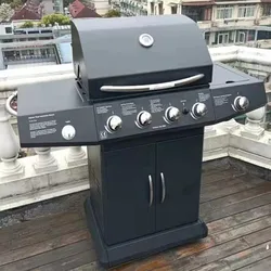 High quality gas and charcoal BBQ grill, gas stove,outdoor black gas BBQ grill,five burners+side burner,gas or charocal bbq gril