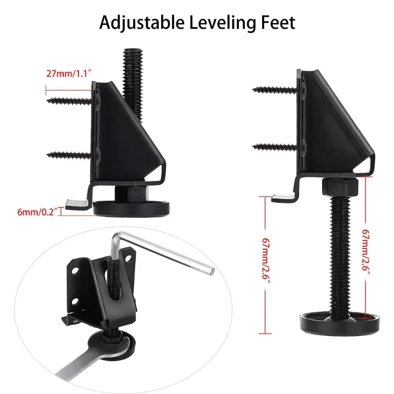 4 Pack Black Leveling Feet Heavy Duty Adjustable Furniture Leveler Legs with Installation Screws Lock and Wrench 918D