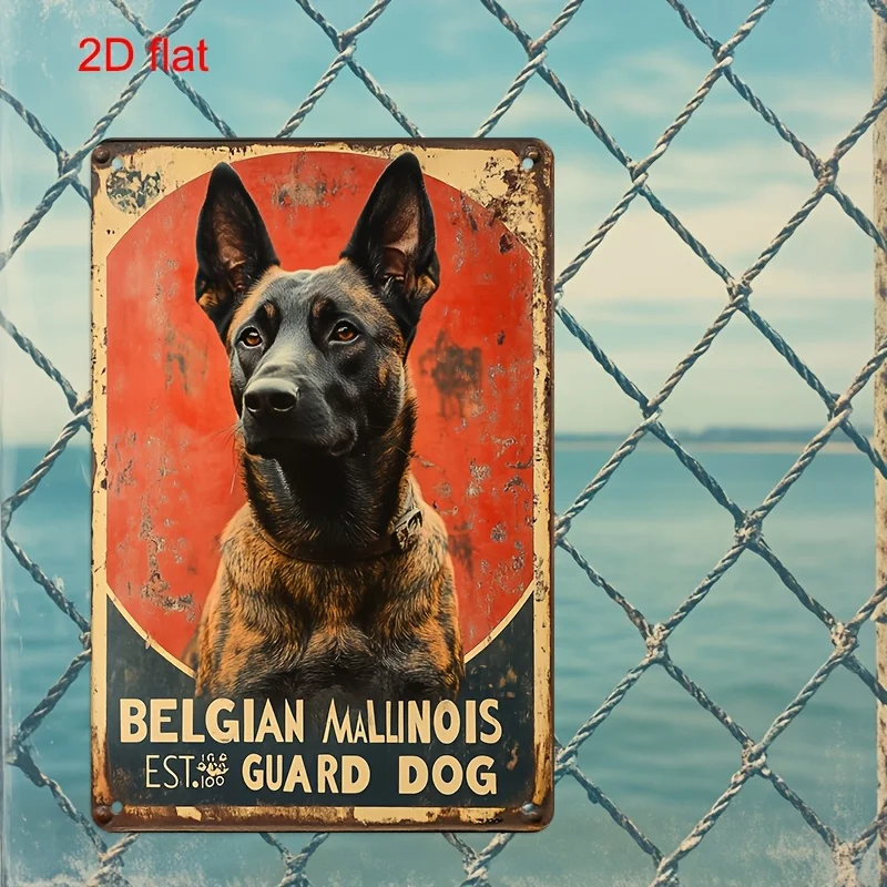 2D Flat, 1 2D Flat |Belgian Malinois Wall Decoration|Rust & Water - Proof, 7.9x11.8in (20x30cm), Ideal for Home, Office, Cafe, C